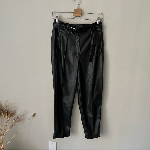 Aritzia Babaton Vegan Leather Fall Barrel Trouser Pant in Black Size 8 - Picture 2 of 12